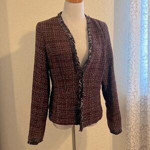 White House Black Market Burgundy Tweed Blazer